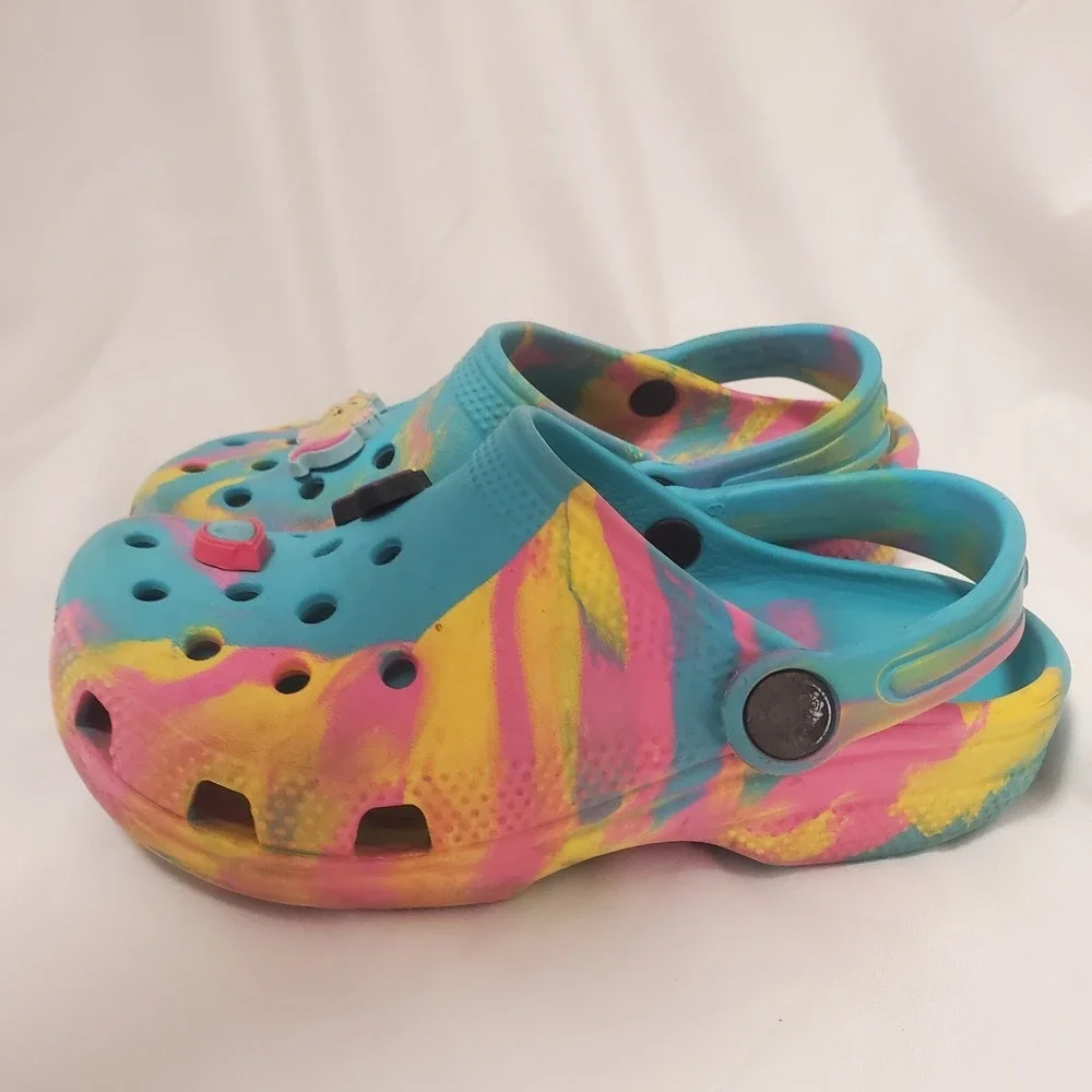Crocs Classic Marbled Clog Kids Tie-Dye Multi Slip-On‎ Shoes Size C 12